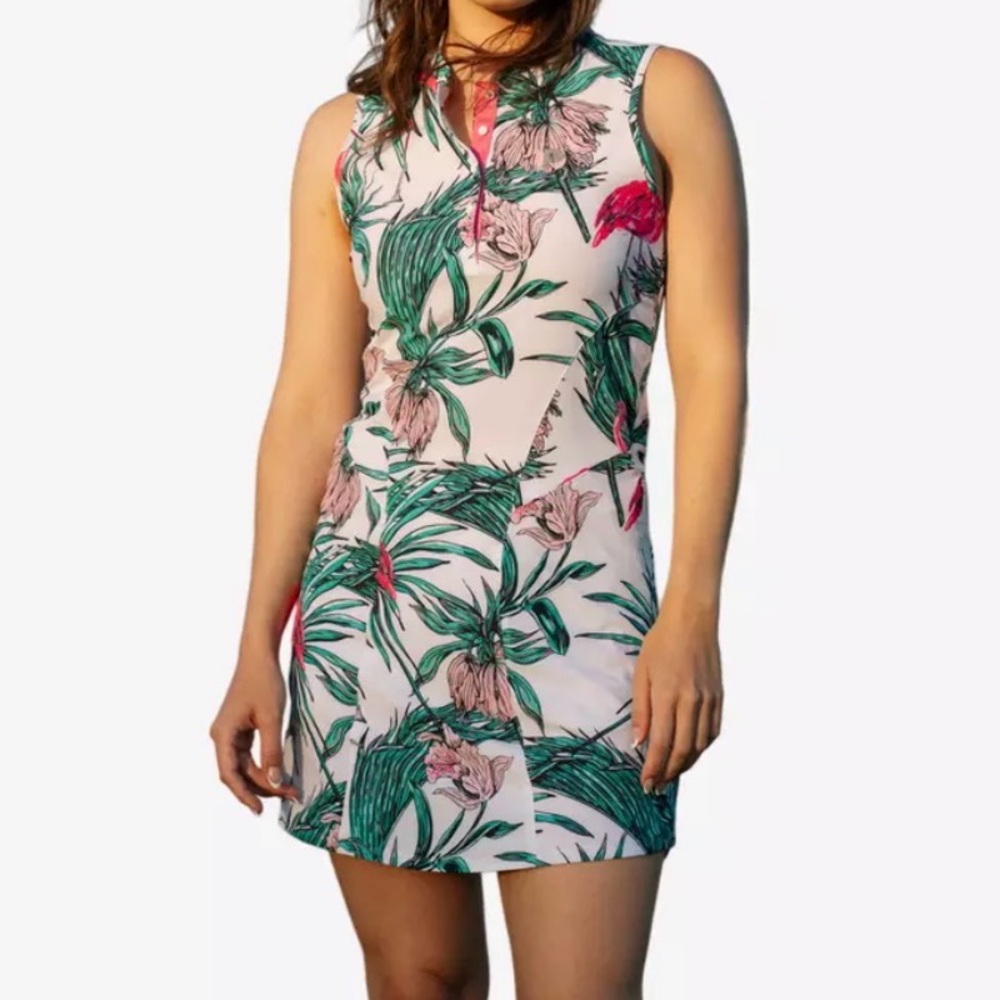 Puma Tropical Flamingo Midi Dress - Pink and Green
